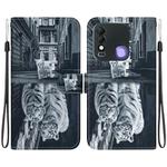 For Tecno Spark 8 / 8T Crystal Texture Colored Drawing Leather Phone Case(Cat Tiger Reflection)