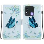 For Tecno Spark 8 / 8T Crystal Texture Colored Drawing Leather Phone Case(Blue Pansies)