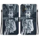 For Tecno Spark 9 Pro / 9T KH7 Crystal Texture Colored Drawing Leather Phone Case(Cat Tiger Reflection)