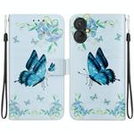For Tecno Spark 9 Pro / 9T KH7 Crystal Texture Colored Drawing Leather Phone Case(Blue Pansies)