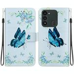 For Tecno Spark Go 2022 / 8C Crystal Texture Colored Drawing Leather Phone Case(Blue Pansies)