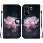 For Tecno Camon 20 Pro 4G / 20 Crystal Texture Colored Drawing Leather Phone Case(Purple Peony)