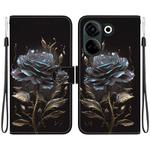 For Tecno Camon 20 Pro 4G / 20 Crystal Texture Colored Drawing Leather Phone Case(Black Rose)