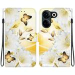 For Tecno Camon 20 Pro 4G / 20 Crystal Texture Colored Drawing Leather Phone Case(Gold Butterfly Epiphyllum)