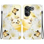 For Tecno Camon 20 Pro 5G Crystal Texture Colored Drawing Leather Phone Case(Gold Butterfly Epiphyllum)