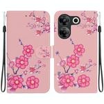 For Tecno Camon 20 Pro 5G Crystal Texture Colored Drawing Leather Phone Case(Cherry Blossoms)