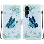 For Tecno Pova 4 Pro Crystal Texture Colored Drawing Leather Phone Case(Blue Pansies)