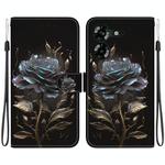 For Tecno Pova 5 Crystal Texture Colored Drawing Leather Phone Case(Black Rose)