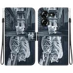 For Tecno Pova 5 Crystal Texture Colored Drawing Leather Phone Case(Cat Tiger Reflection)