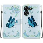 For Tecno Pova 5 Crystal Texture Colored Drawing Leather Phone Case(Blue Pansies)