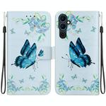 For Tecno Pova Neo 2 Crystal Texture Colored Drawing Leather Phone Case(Blue Pansies)