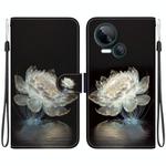 For Tecno Spark 10 5G Crystal Texture Colored Drawing Leather Phone Case(Crystal Peony)