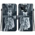 For Tecno Spark 10 5G Crystal Texture Colored Drawing Leather Phone Case(Cat Tiger Reflection)