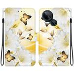 For Tecno Spark 10 5G Crystal Texture Colored Drawing Leather Phone Case(Gold Butterfly Epiphyllum)