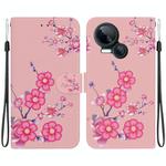 For Tecno Spark 10 5G Crystal Texture Colored Drawing Leather Phone Case(Cherry Blossoms)