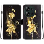 For Tecno Spark Go 2023 / Pop 7 Pro Crystal Texture Colored Drawing Leather Phone Case(Gold Butterfly Rose)