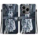 For Tecno Spark 20 Pro Crystal Texture Colored Drawing Leather Phone Case(Cat Tiger Reflection)