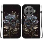 For Tecno Spark 20 Pro+ 4G Crystal Texture Colored Drawing Leather Phone Case(Black Rose)