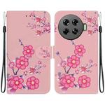 For Tecno Spark 20 Pro+ 4G Crystal Texture Colored Drawing Leather Phone Case(Cherry Blossoms)