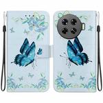 For Tecno Spark 20 Pro+ 4G Crystal Texture Colored Drawing Leather Phone Case(Blue Pansies)