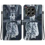 For Tecno Camon 30 4G / 30 5G CL6 CL7 Crystal Texture Colored Drawing Leather Phone Case(Cat Tiger Reflection)