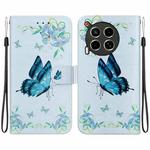 For Tecno Camon 30 4G / 30 5G CL6 CL7 Crystal Texture Colored Drawing Leather Phone Case(Blue Pansies)