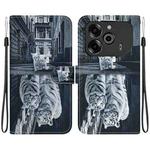For Tecno Pova 6 Pro / Pova 6 Crystal Texture Colored Drawing Leather Phone Case(Cat Tiger Reflection)