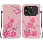 For Tecno Pova 6 Pro / Pova 6 Crystal Texture Colored Drawing Leather Phone Case(Cherry Blossoms)