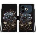 For Tecno Pova 6 Neo Crystal Texture Colored Drawing Leather Phone Case(Black Rose)