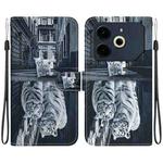 For Tecno Pova 6 Neo Crystal Texture Colored Drawing Leather Phone Case(Cat Tiger Reflection)