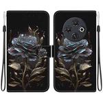 For Tecno Spark 30C Crystal Texture Colored Drawing Leather Phone Case(Black Rose)