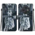 For Tecno Spark 30C Crystal Texture Colored Drawing Leather Phone Case(Cat Tiger Reflection)