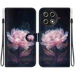 For Tecno Camon 30S / Camon 30S Pro Crystal Texture Colored Drawing Leather Phone Case(Purple Peony)