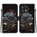 For Tecno Camon 30S / Camon 30S Pro Crystal Texture Colored Drawing Leather Phone Case(Black Rose)