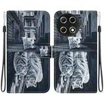For Tecno Camon 30S / Camon 30S Pro Crystal Texture Colored Drawing Leather Phone Case(Cat Tiger Reflection)