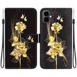 For Tecno Pop 10 / Spark Go 2 4G Crystal Texture Colored Drawing Leather Phone Case(Gold Butterfly Rose)