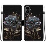 For Tecno Pop 10 / Spark Go 2 4G Crystal Texture Colored Drawing Leather Phone Case(Black Rose)