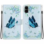 For Tecno Pop 10 / Spark Go 2 4G Crystal Texture Colored Drawing Leather Phone Case(Blue Pansies)