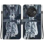 For Tecno Pop 9 5G / Spark 30C 5G Crystal Texture Colored Drawing Leather Phone Case(Cat Tiger Reflection)