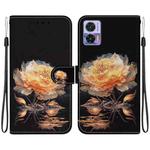 For Motorola Edge 30 Neo / 30 Lite Crystal Texture Colored Drawing Leather Phone Case(Gold Peony)