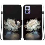 For Motorola Edge 30 Neo / 30 Lite Crystal Texture Colored Drawing Leather Phone Case(Crystal Peony)