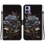 For Motorola Edge 30 Neo / 30 Lite Crystal Texture Colored Drawing Leather Phone Case(Black Rose)