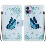 For Motorola Edge 30 Neo / 30 Lite Crystal Texture Colored Drawing Leather Phone Case(Blue Pansies)