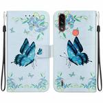 For Motorola Moto E7 Power / E7i Power Crystal Texture Colored Drawing Leather Phone Case(Blue Pansies)