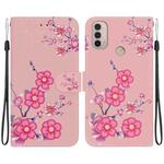 For Motorola Moto E20 / E30 / E40 Crystal Texture Colored Drawing Leather Phone Case(Cherry Blossoms)