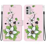 For Motorola Moto E32 Crystal Texture Colored Drawing Leather Phone Case(Lily)