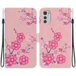 For Motorola Moto E32 Crystal Texture Colored Drawing Leather Phone Case(Cherry Blossoms)