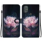 For Motorola Moto G Power 2022 Crystal Texture Colored Drawing Leather Phone Case(Purple Peony)