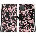 For Motorola Moto G Power 2022 Crystal Texture Colored Drawing Leather Phone Case(Cherry Blossoms)