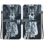 For Motorola Moto G Pure Crystal Texture Colored Drawing Leather Phone Case(Cat Tiger Reflection)